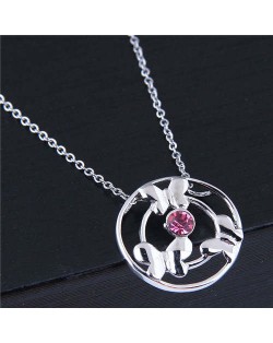 Wholesale Jewelry Vintage Style Dancing Butterflies Hollow-out Pendant Women Necklace