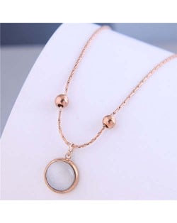 Sweet Simple Design Wholesale Jewelry Round Opal Pendant Women Necklace - Rose Gold