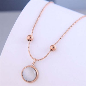 Sweet Simple Design Wholesale Jewelry Round Opal Pendant Women Necklace - Rose Gold