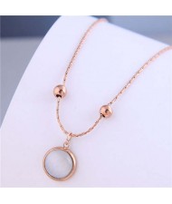 Sweet Simple Design Wholesale Jewelry Round Opal Pendant Women Necklace - Rose Gold