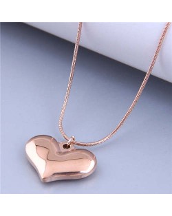 Wholesale Jewelry Korean Style Polishing Abstract Heart Pendant Fashion Necklace - Rose Gold