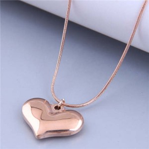 Wholesale Jewelry Korean Style Polishing Abstract Heart Pendant Fashion Necklace - Rose Gold