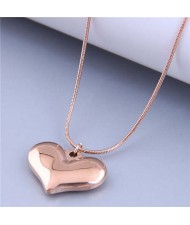 Wholesale Jewelry Korean Style Polishing Abstract Heart Pendant Fashion Necklace - Rose Gold