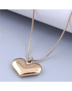 Wholesale Jewelry Korean Style Polishing Abstract Heart Pendant Fashion Necklace - Golden