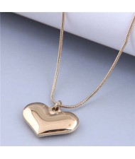 Wholesale Jewelry Korean Style Polishing Abstract Heart Pendant Fashion Necklace - Golden