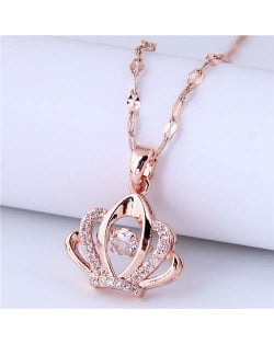 Classic Style Shining Noble Queen Crown Pendant Golden Wholesale Necklace