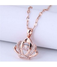 Classic Style Shining Noble Queen Crown Pendant Golden Wholesale Necklace