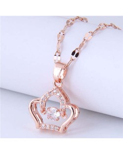 Cubic Zirconia Graceful Crown Pendant Wholesale Jewelry Simple Design Necklace