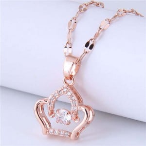 Cubic Zirconia Graceful Crown Pendant Wholesale Jewelry Simple Design Necklace