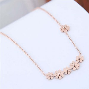 Wholesale Jewelry Sweet Little Daisy High Fashion Titanium Costume Necklace - Rose Gold