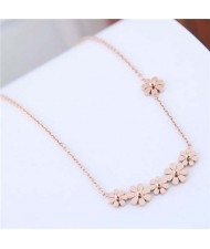 Wholesale Jewelry Sweet Little Daisy High Fashion Titanium Costume Necklace - Rose Gold