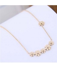 Wholesale Jewelry Sweet Little Daisy High Fashion Titanium Costume Necklace - Golden