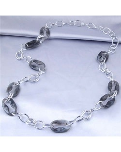 Unique Design Wholesale Jewelry Acrylic with Alloy Long Sweater Chain Women Costume Necklace - Gray