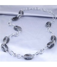 Unique Design Wholesale Jewelry Acrylic with Alloy Long Sweater Chain Women Costume Necklace - Gray