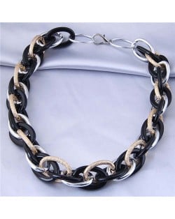 U.S. Fashion Wholesale Jewelry Mix Color Weaving Style Bold Chain Short Statement Necklace - Black