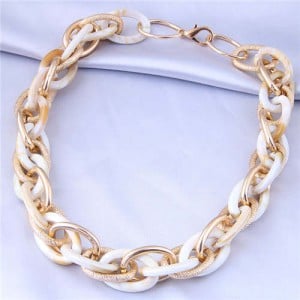 U.S. Fashion Wholesale Jewelry Mix Color Weaving Style Bold Chain Short Statement Necklace - White