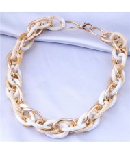 U.S. Fashion Wholesale Jewelry Mix Color Weaving Style Bold Chain Short Statement Necklace - White