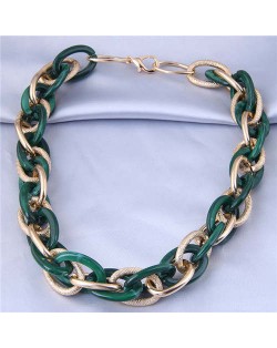U.S. Fashion Wholesale Jewelry Mix Color Weaving Style Bold Chain Short Statement Necklace - Green