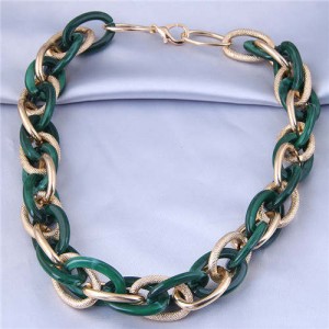 U.S. Fashion Wholesale Jewelry Mix Color Weaving Style Bold Chain Short Statement Necklace - Green
