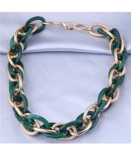 U.S. Fashion Wholesale Jewelry Mix Color Weaving Style Bold Chain Short Statement Necklace - Green