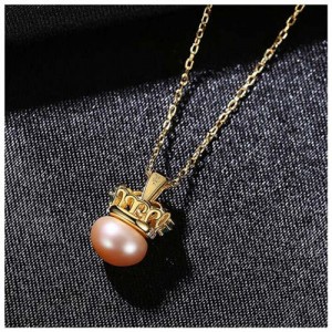 Graceful Crown with Pearl Pendant Wholesale 925 Sterling Silver Necklace - Purple