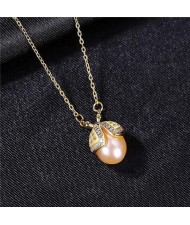Korean Fashion Wholesale 925 Sterling Silver Jewelry Ladybug Natural Pearl Pendant Necklace - Purple