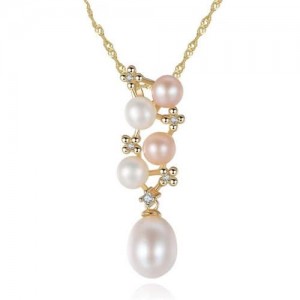 Wholesale 925 Sterling Silver Jewelry Mini Flowers with Pearl Pendant Graceful Necklace