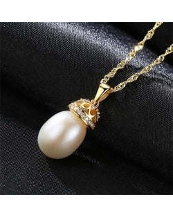 Wholesale 925 Sterling Silver Jewelry Hollow-out Crown Design Pearl Necklace - White