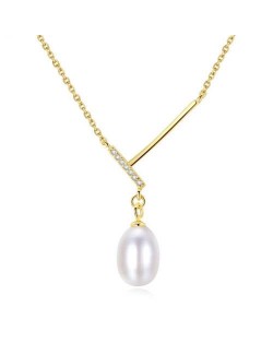 Unique Design Wholesale 925 Sterling Silver Jewelry Pearl Pendant Necklace - White