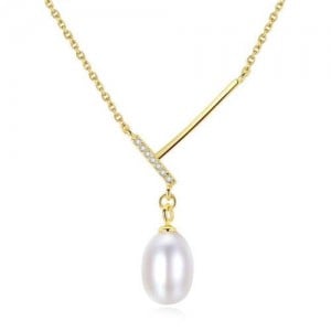 Unique Design Wholesale 925 Sterling Silver Jewelry Pearl Pendant Necklace - White