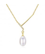 Unique Design Wholesale 925 Sterling Silver Jewelry Pearl Pendant Necklace - White