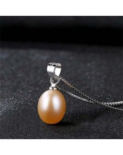 Wholesale 925 Sterling Silver Jewelry Korean Fashion Elegant Oval Pearl Pendant Necklace - Pink