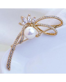 18K Rose Gold Ladybug Shape Pearl Brooch