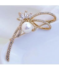 18K Rose Gold Beautifully Flower with Pearl Brooch