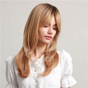 Gorgeous Blonde Straight Long Hair Synthetic Hair Women Wholesale Wig