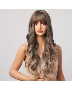 Gradient Red Color Curly Long Synthetic Hair Women Wholesale Wig