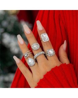 Hollow-out Star and Moon Various Combo Fashion Wholesale Jewelry Women Alloy Rings Set