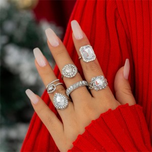 Hollow-out Star and Moon Various Combo Fashion Wholesale Jewelry Women Alloy Rings Set