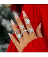 Hollow-out Star and Moon Various Combo Fashion Wholesale Jewelry Women Alloy Rings Set