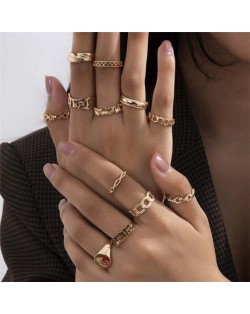Hollow Chain Design Wholesale Jewelry Multiple Elements Combo High Fashion Rings Set