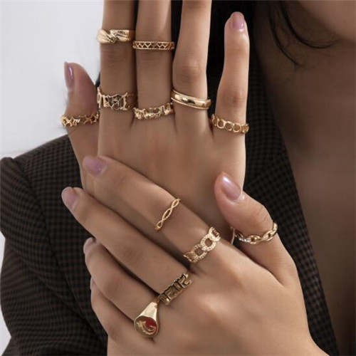 Hollow Chain Design Wholesale Jewelry Multiple Elements Combo High Fashion  Rings Set