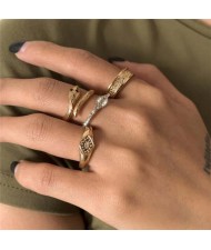 Irregular Snake Shape Wholesale Jewelry Vintage Fashion Women Statement Rings Set