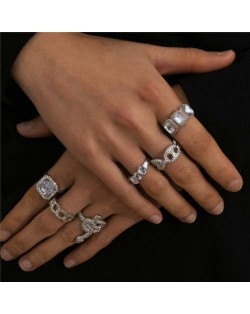 Punk Style Wholesale Jewelry Stereoscopic Snake Street Fashion Multiple Alloy Rings Set