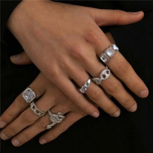 Punk Style Wholesale Jewelry Stereoscopic Snake Street Fashion Multiple Alloy Rings Set