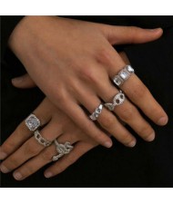 Punk Style Wholesale Jewelry Stereoscopic Snake Street Fashion Multiple Alloy Rings Set