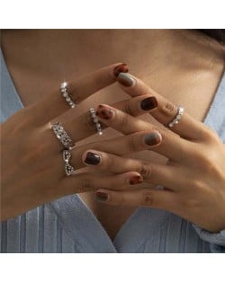 Simple Design Wholesale Fashion Jewelry Shining Rhinestone Embellishment Women Rings Set