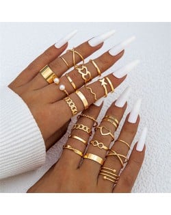 Aristocratic Engraving Rhinestone Inlaid Geometric Women Luxurious Wholesale Rings Set