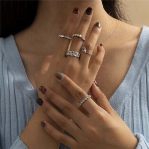 Vintage Simple Style Wholesale Jewelry Angel Wing Shining Rhinestone Rings Combo Set