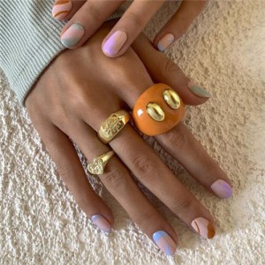 Wholesale Jewelry Vintage Fashion Adorable Heart and Funny Candy Colors Rings Set