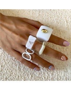 Wholesale Jewelry Irregular Simple Style Unique Resin Open-end Fashion Women Statement Rings Set